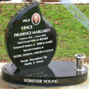 angled tear on oval base headstone